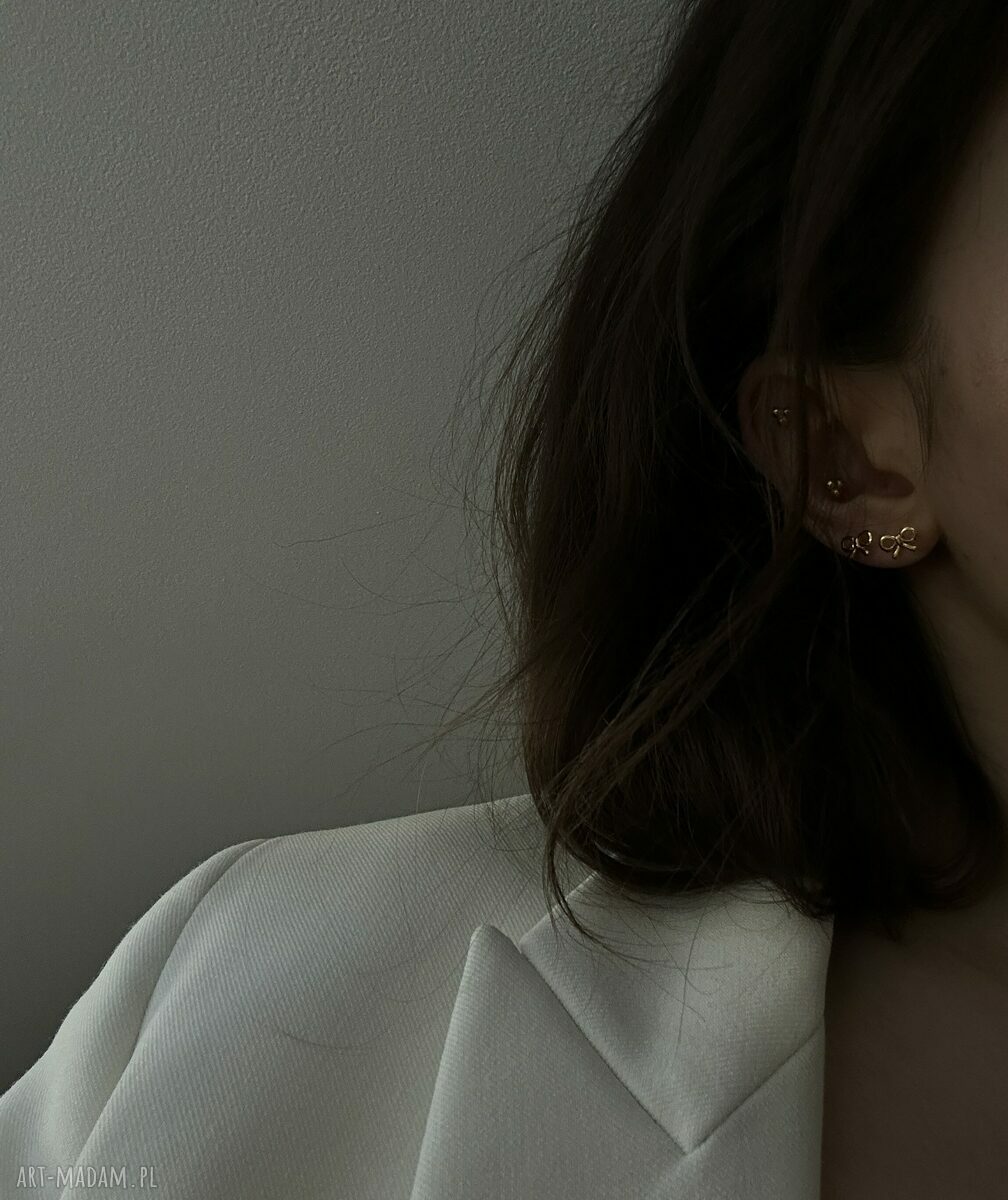 kolczyki: Srebrne kolczyki kokardki Handmade