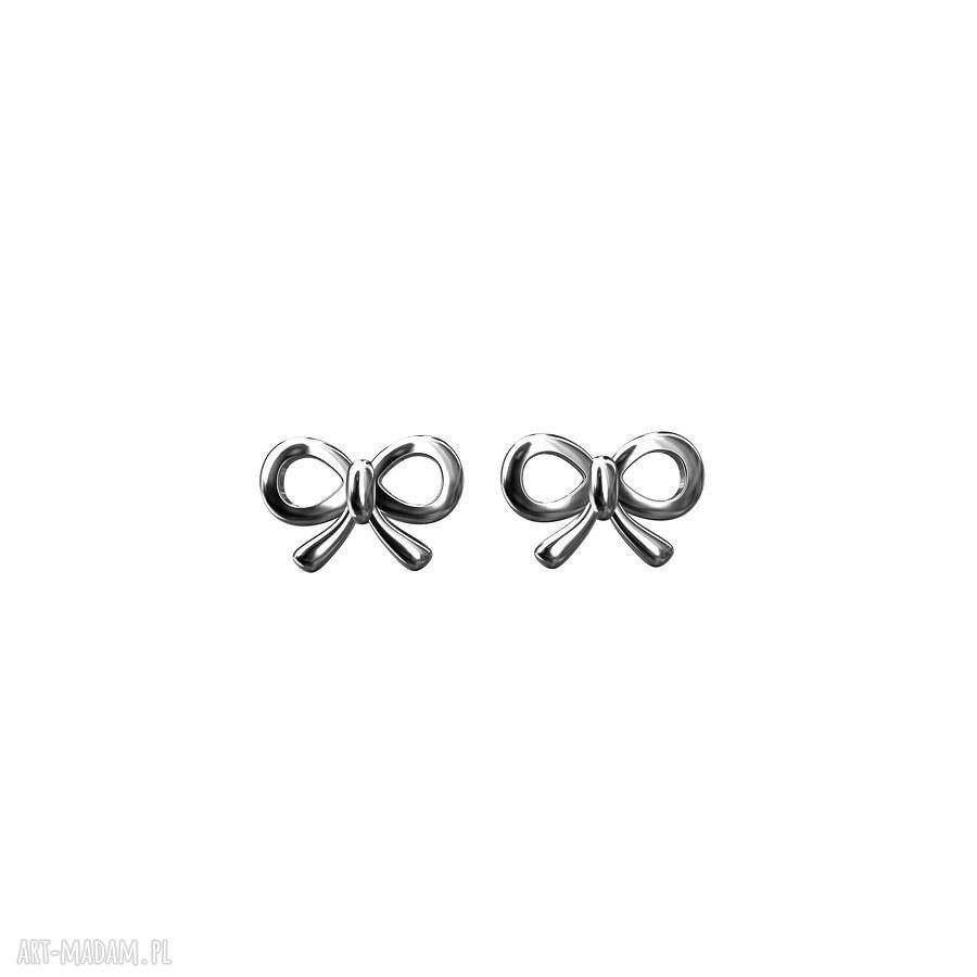 Srebrne kolczyki kokardki sztyfty wkrętki modowe kształcie
