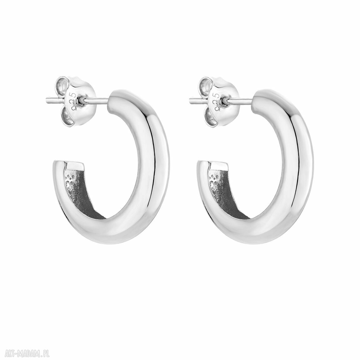 Srebrne kolczyki koła półkola całość wykonana sotho