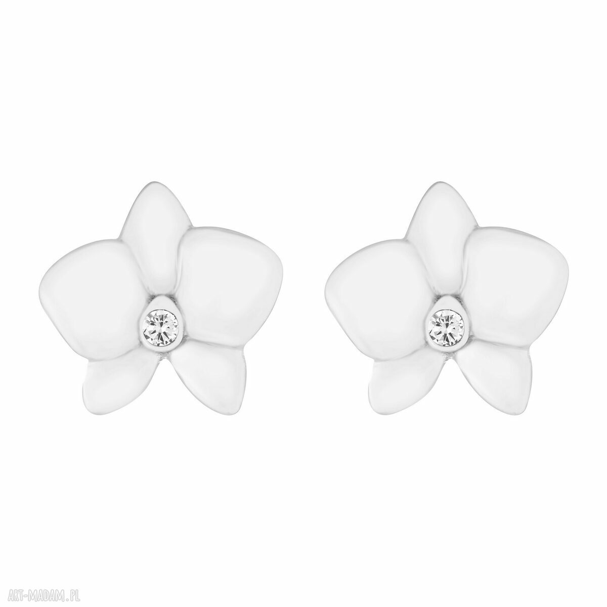 Srebrne kolczyki orchidea z kryształkami Preciosa - srebro 925