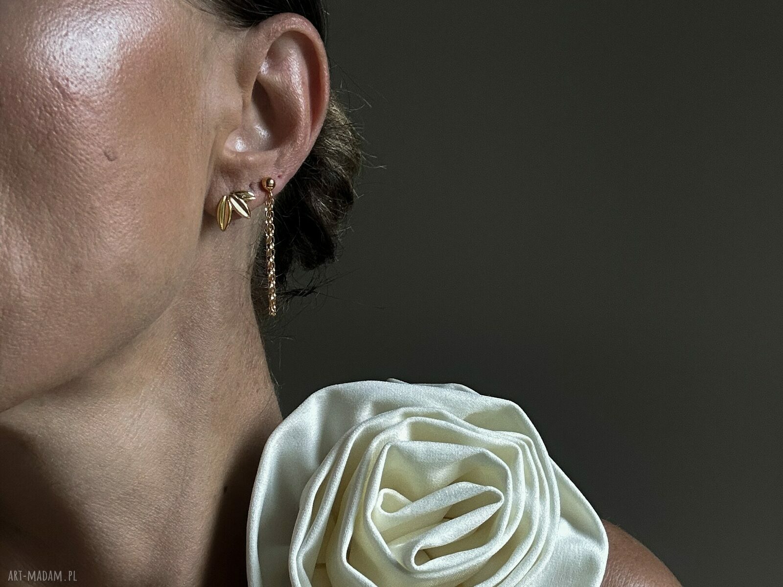 klipsy: Srebrne kolczyki listeczki Ręcznie robione