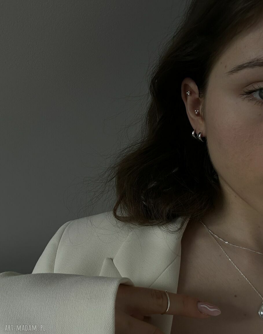 kolczyki: Srebrne kolczyki nieregularne półkola Ręcznie robione