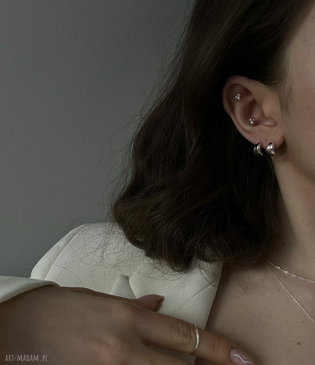 kolczyki: Srebrne kolczyki nieregularne półkola Ręcznie robione