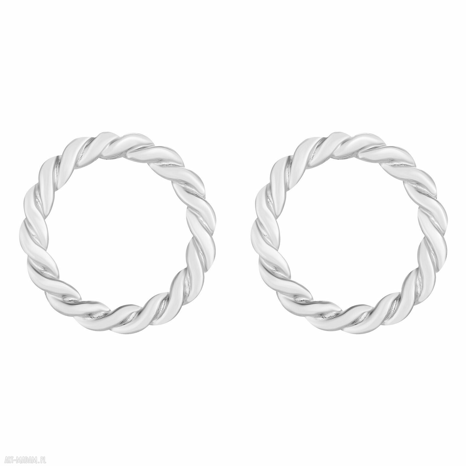 Srebrne kolczyki plecione kółeczka na sztyftach - koła 10 mm srebro 925