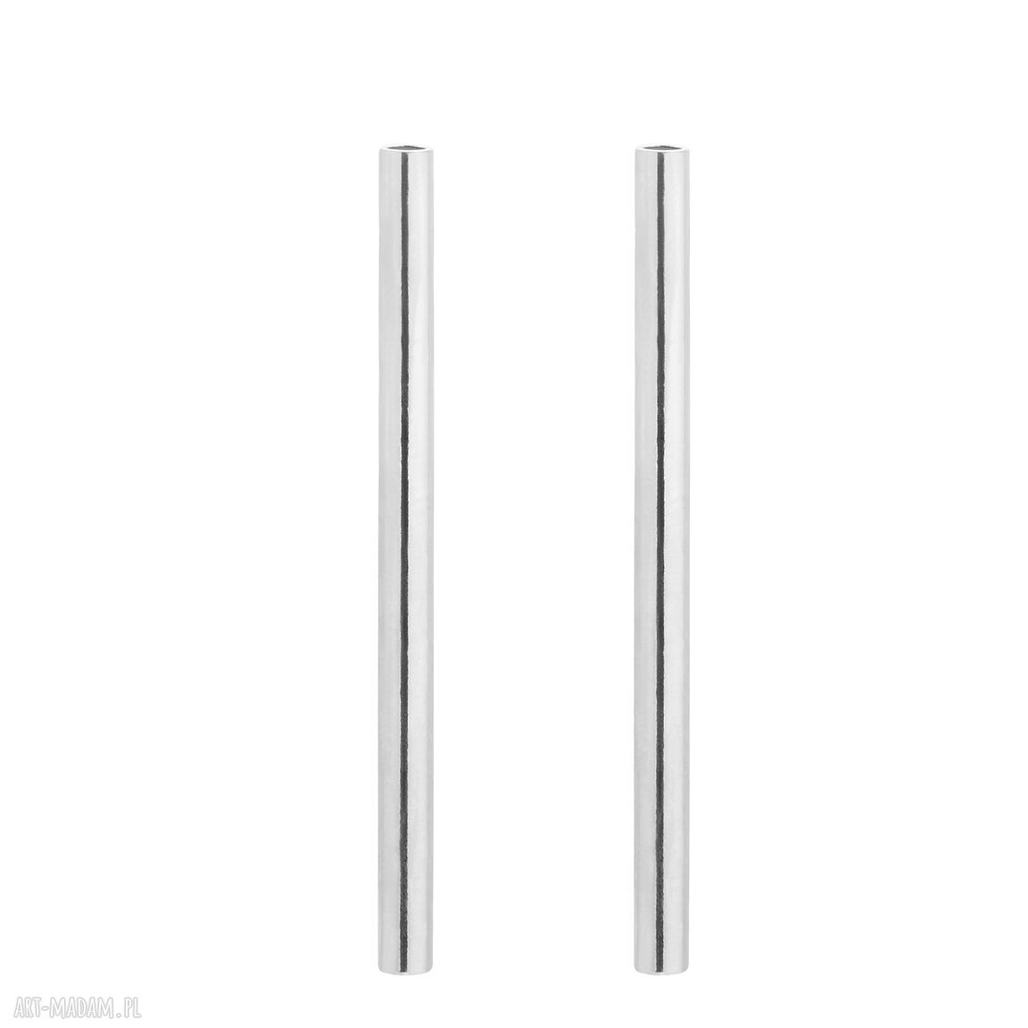 Srebrne kolczyki rurki rureczki modowe trendy kształcie rurek