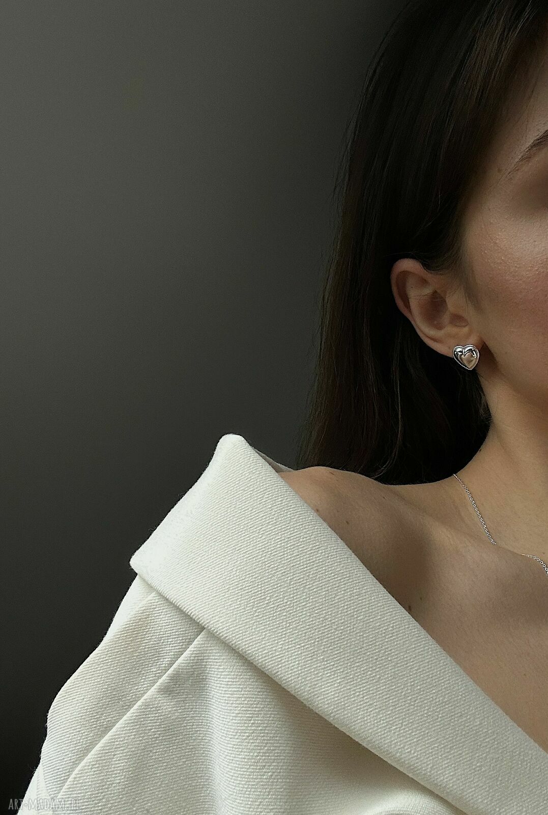 kolczyki: Srebrne kolczyki serca Ręczne wykonanie