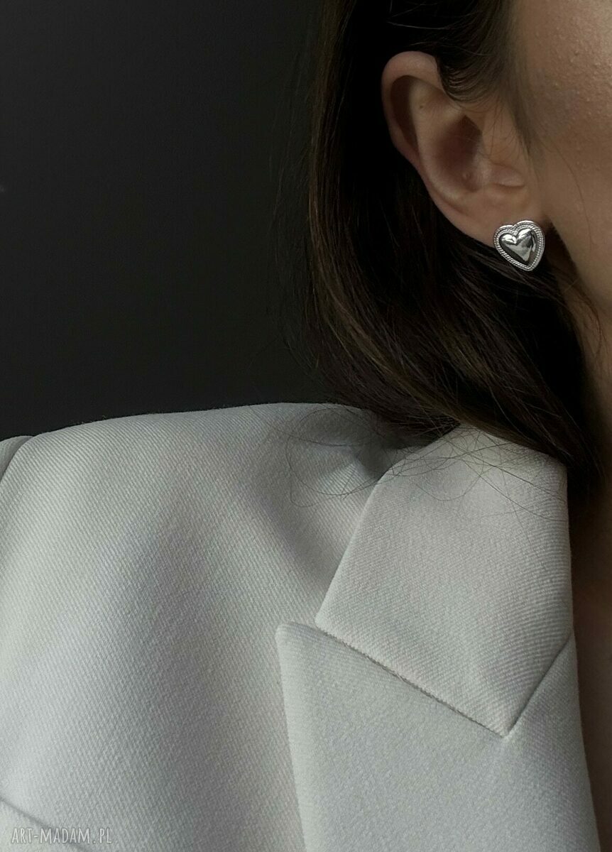 kolczyki: Srebrne kolczyki serca Autorskie