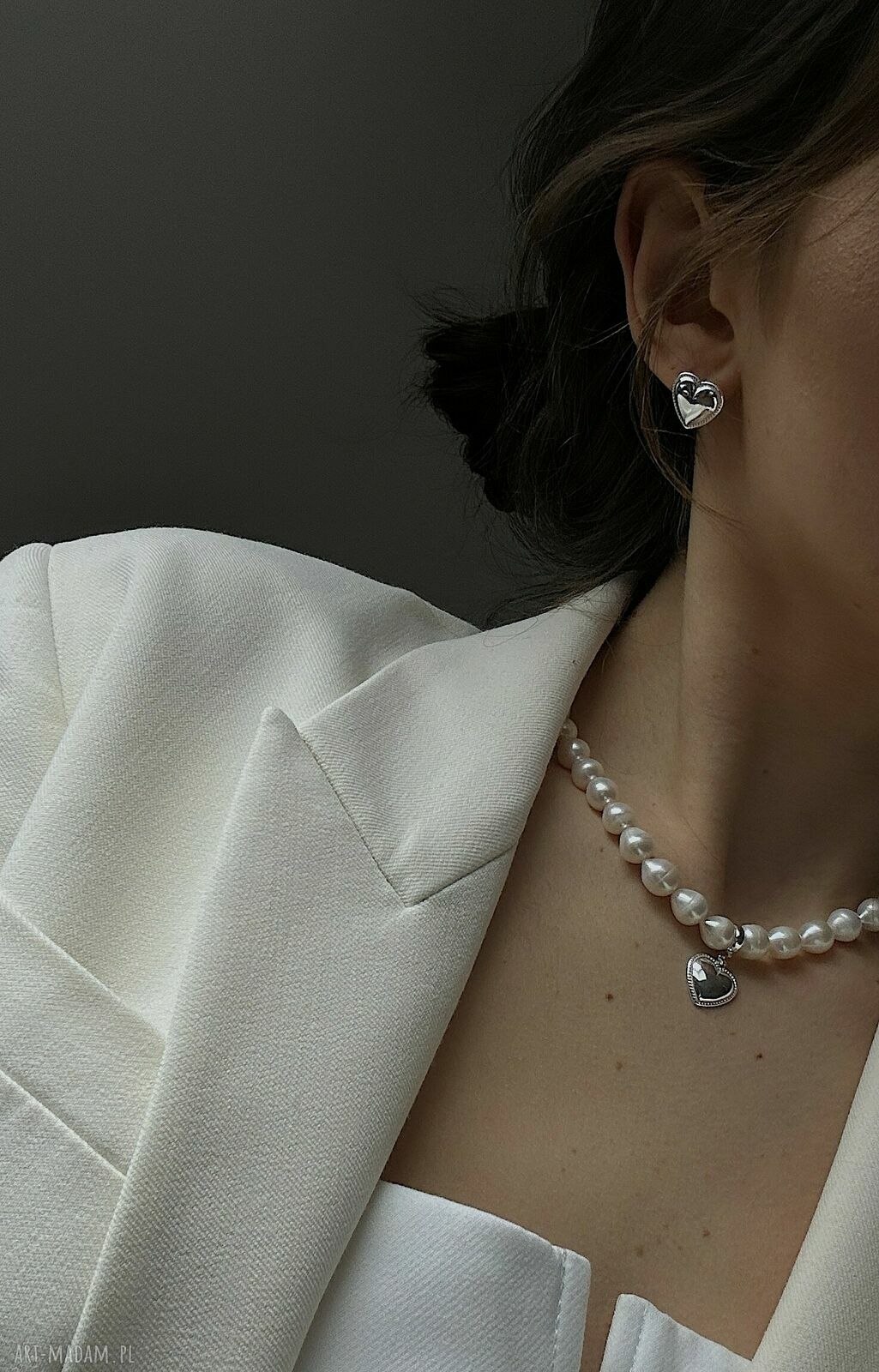 kolczyki: Srebrne kolczyki serca Ręczne wykonanie