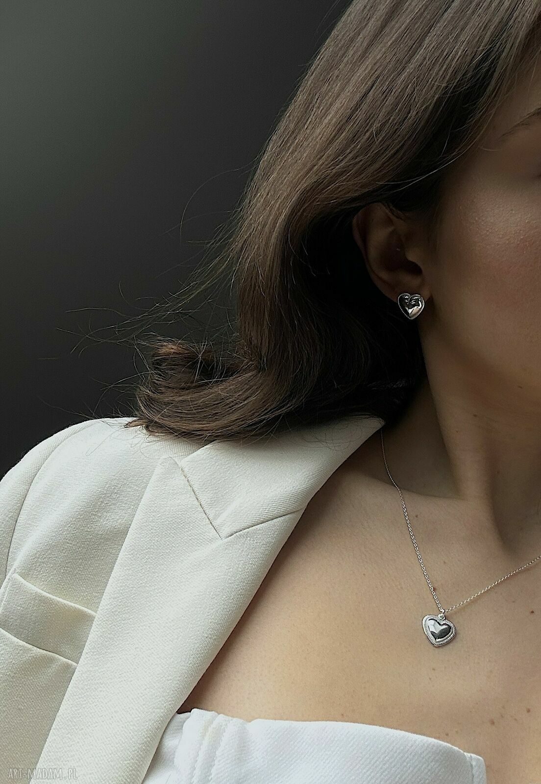 kolczyki: Srebrne kolczyki serca Ręczne wykonanie