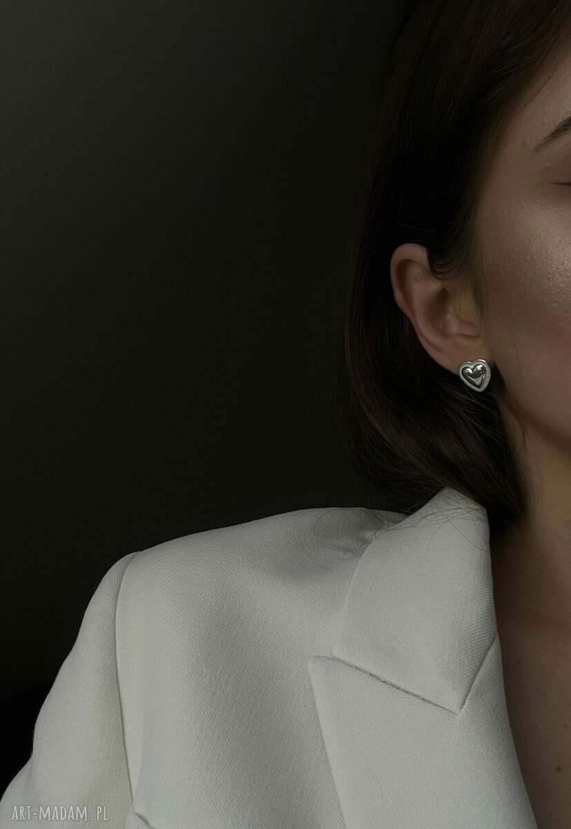 kolczyki: Srebrne kolczyki serca Autorskie