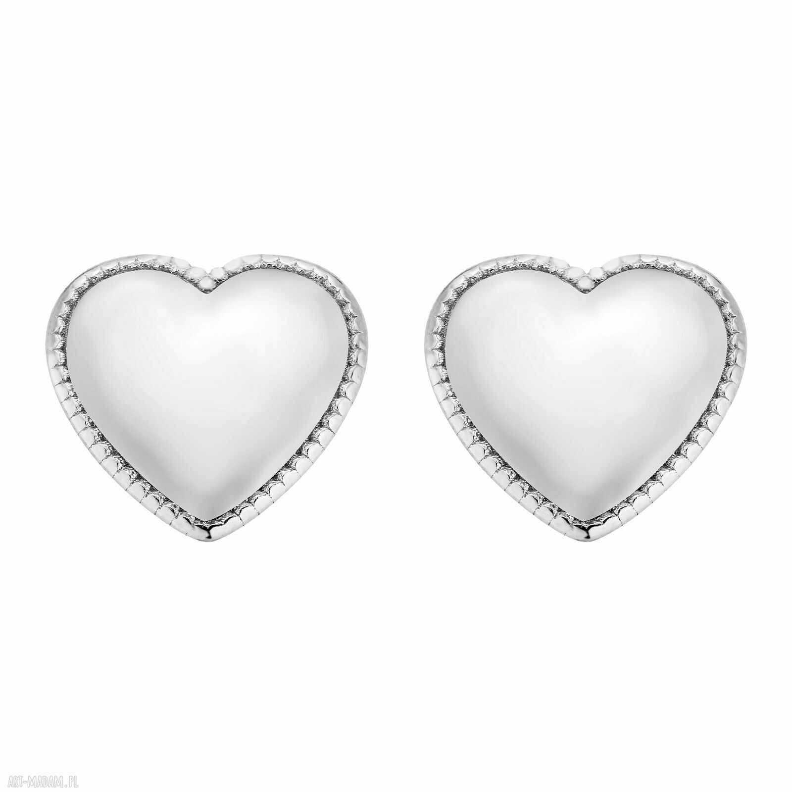 Srebrne kolczyki sercami serduszkami serce serduszka