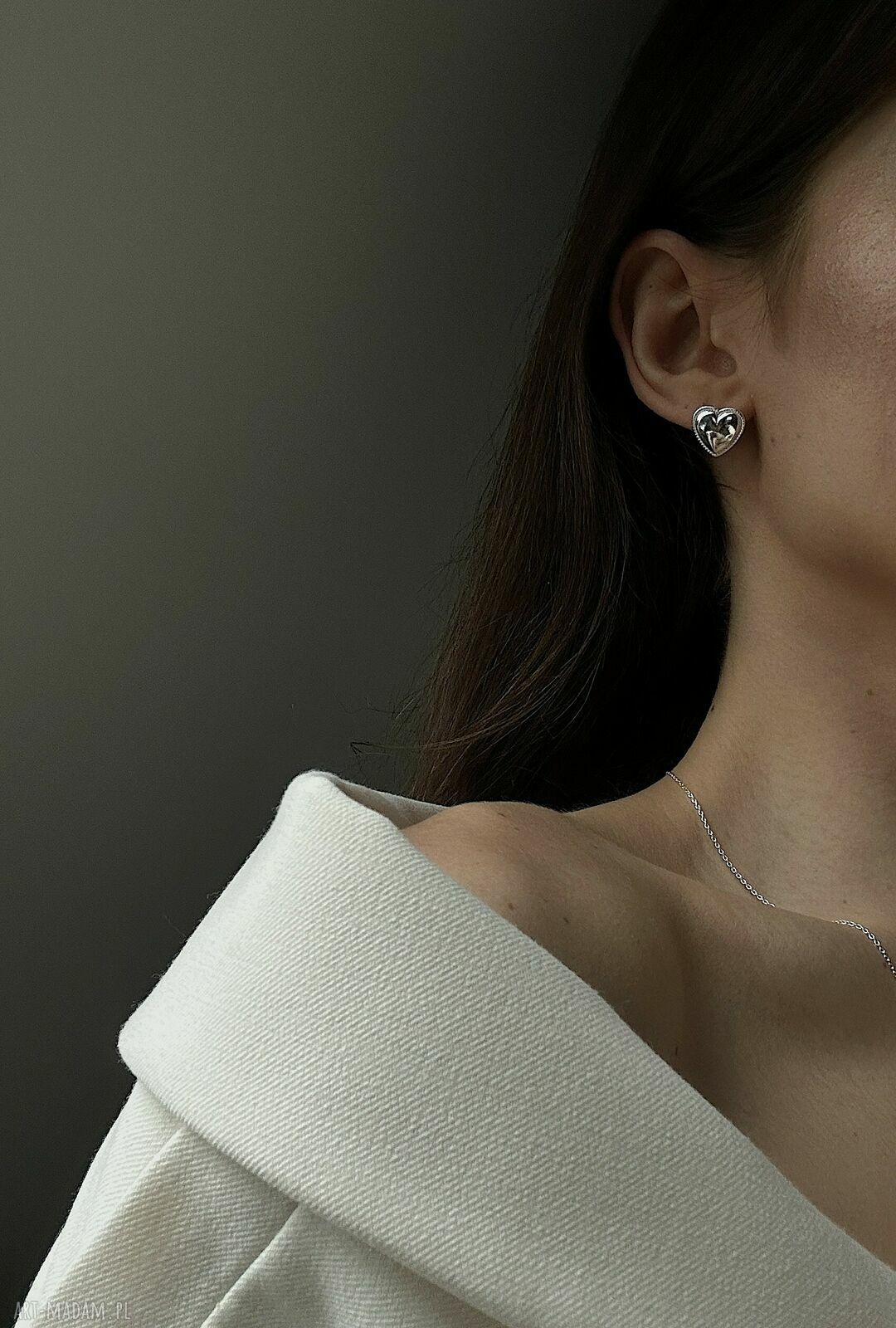 kolczyki: Srebrne kolczyki serca Ręczne wykonanie