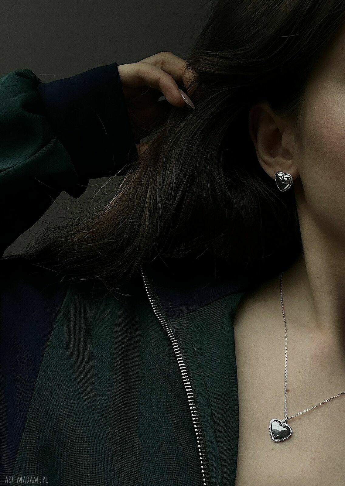 kolczyki: Srebrne kolczyki serca Ręczne wykonanie