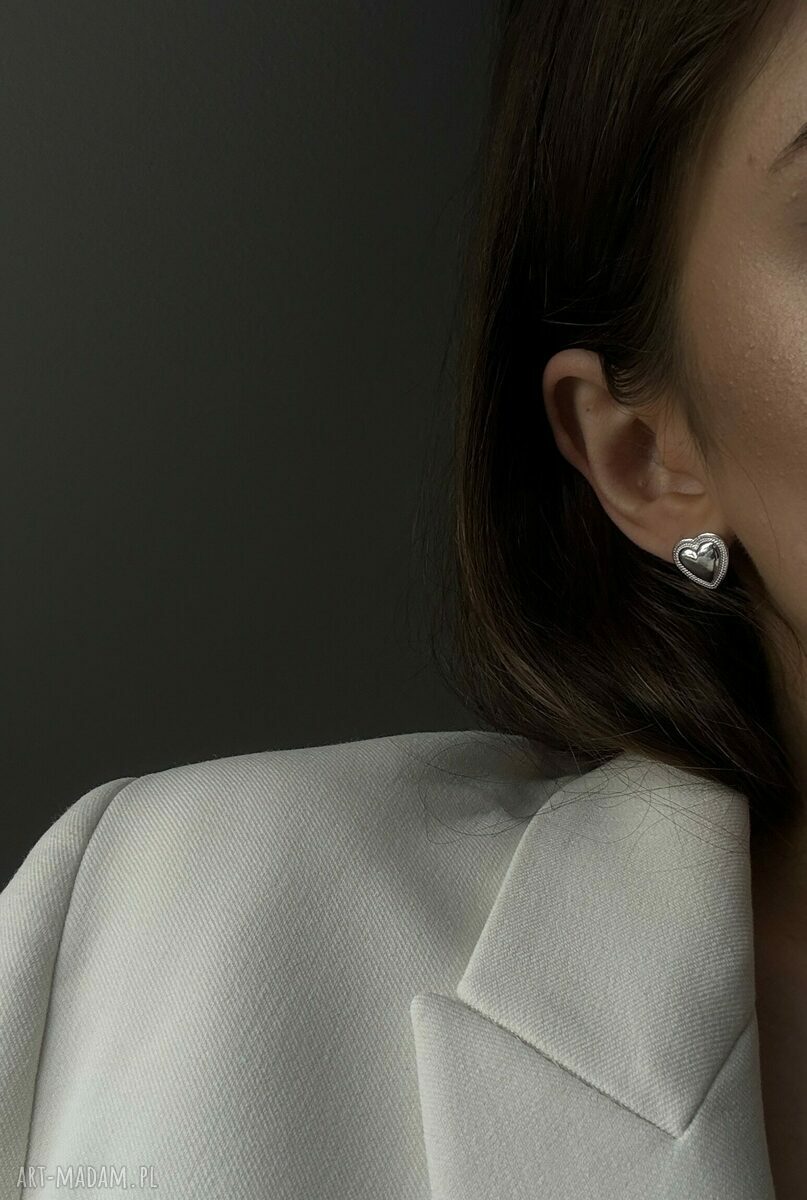 kolczyki: Srebrne kolczyki serca Autorskie