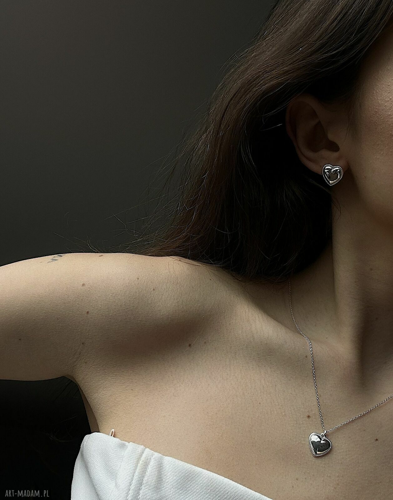 kolczyki: Srebrne kolczyki serca Ręczne wykonanie