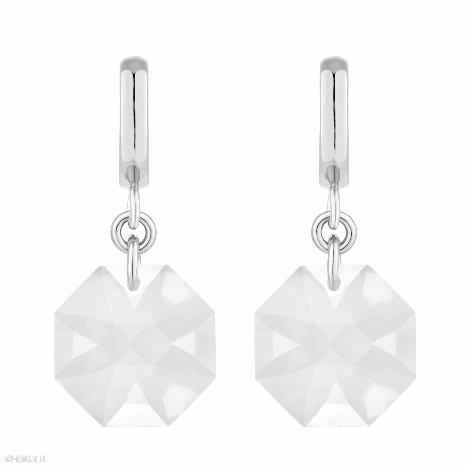 Srebrne kolczyki na sztyft ze Swarovski Crystal - bezbarwny Octagon srebro 925