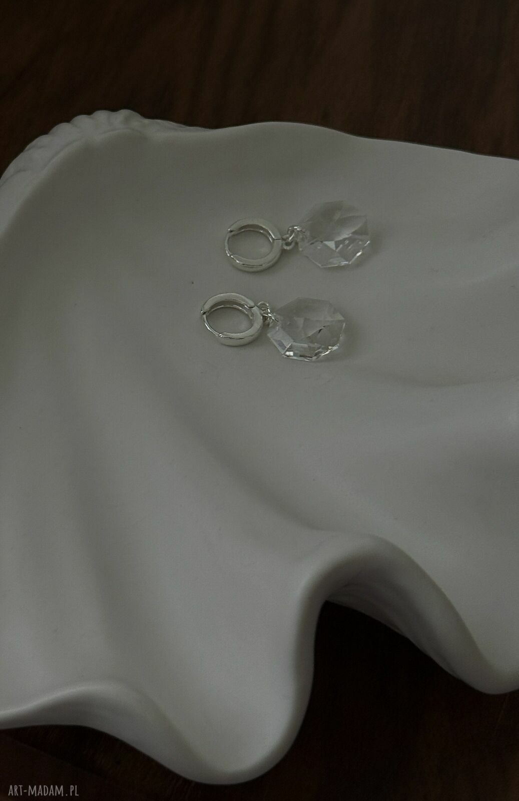 kolczyki: Srebrne kolczyki z bezbarwnymi kryształami SWAROVSKI® CRYSTAL ręcznie