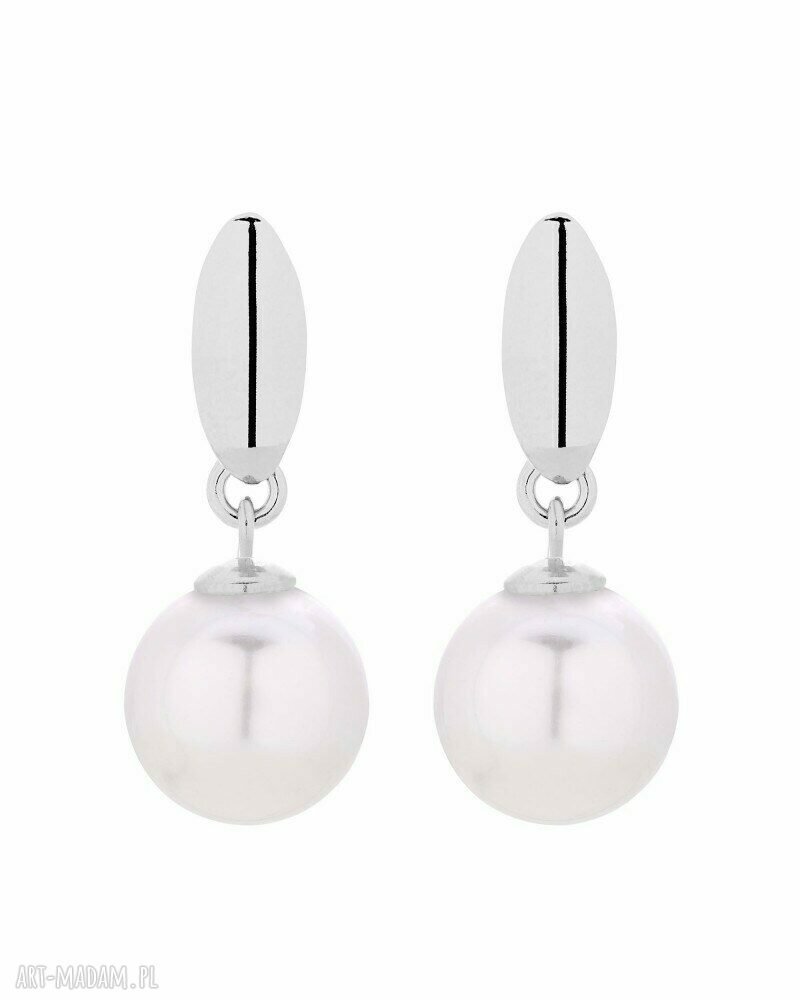 Srebrne kolczyki białymi perłami swarovski® crystal biała perła