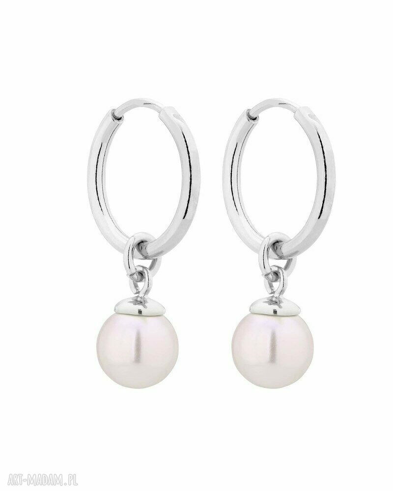 Srebrne kolczyki białymi perłami swarovski® crystal biała perła