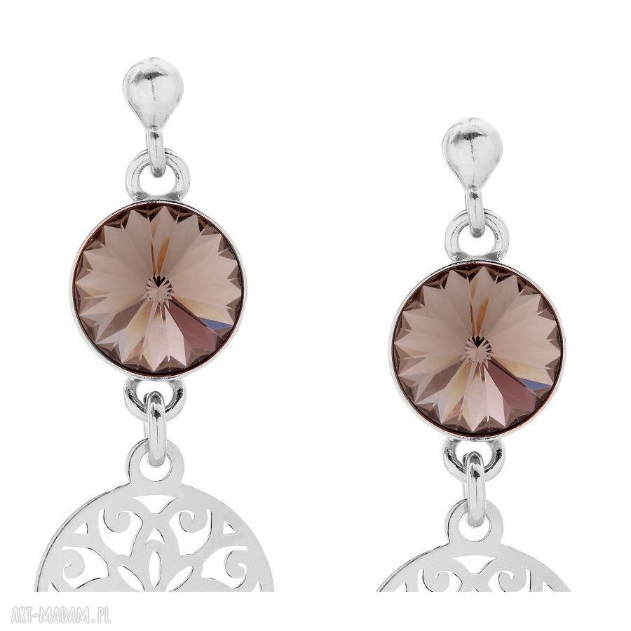 kolczyki: SREBRNE KOLCZYKI Z CZEKOLADOWYMI KRYSZTAŁAMI SWAROVSKI® CRYSTAL Ręcznie