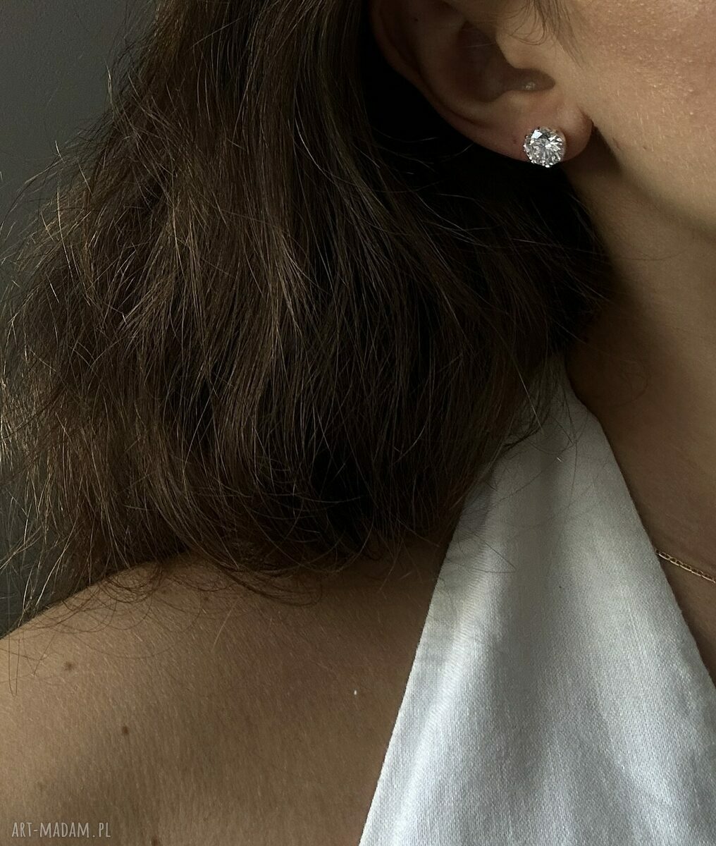 kolczyki: Srebrne kolczyki z dużymi cyrkoniami autorskie