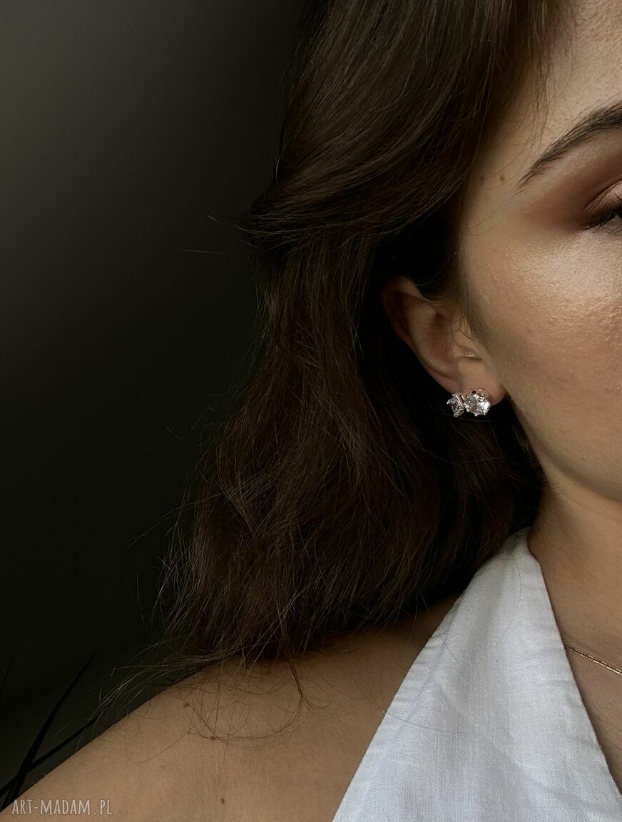 kolczyki: Srebrne kolczyki z dużymi cyrkoniami autorskie
