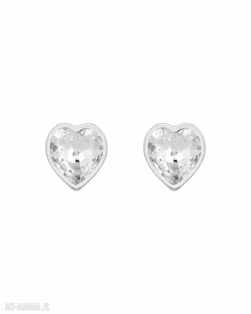 Srebrne kolczyki z kryształowymi sercami Swarovski Crystal - elegancki blask