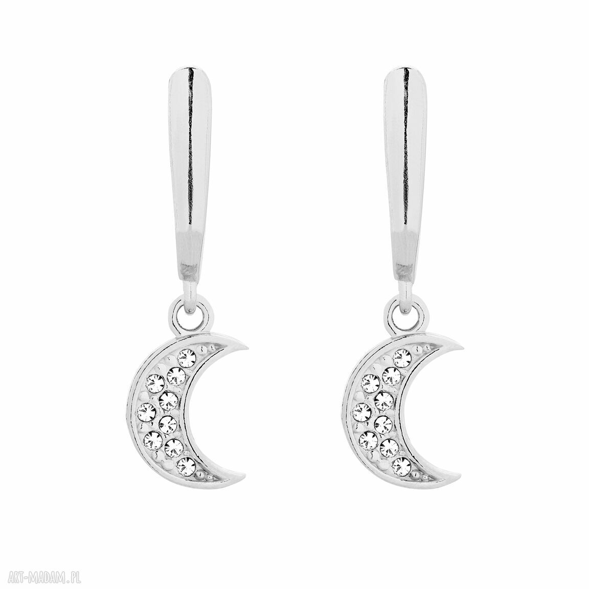 Srebrne kolczyki z księżycami SWAROVSKI CRYSTAL - srebro 925 handmade