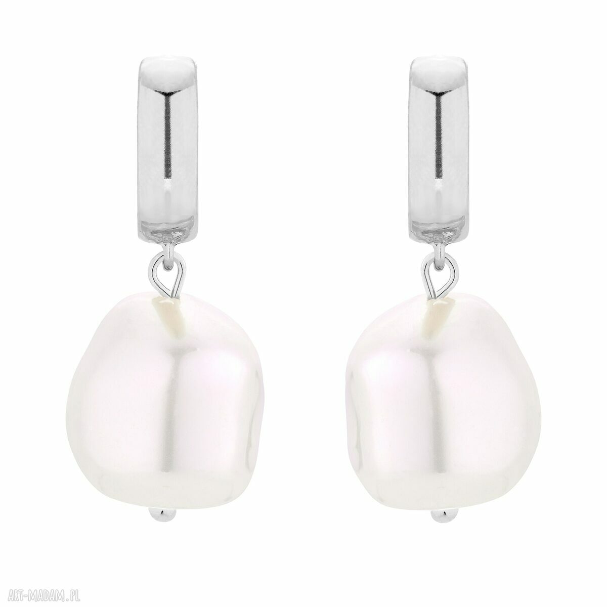 Srebrne kolczyki nieregularnymi perłami swarovski® crystal perły