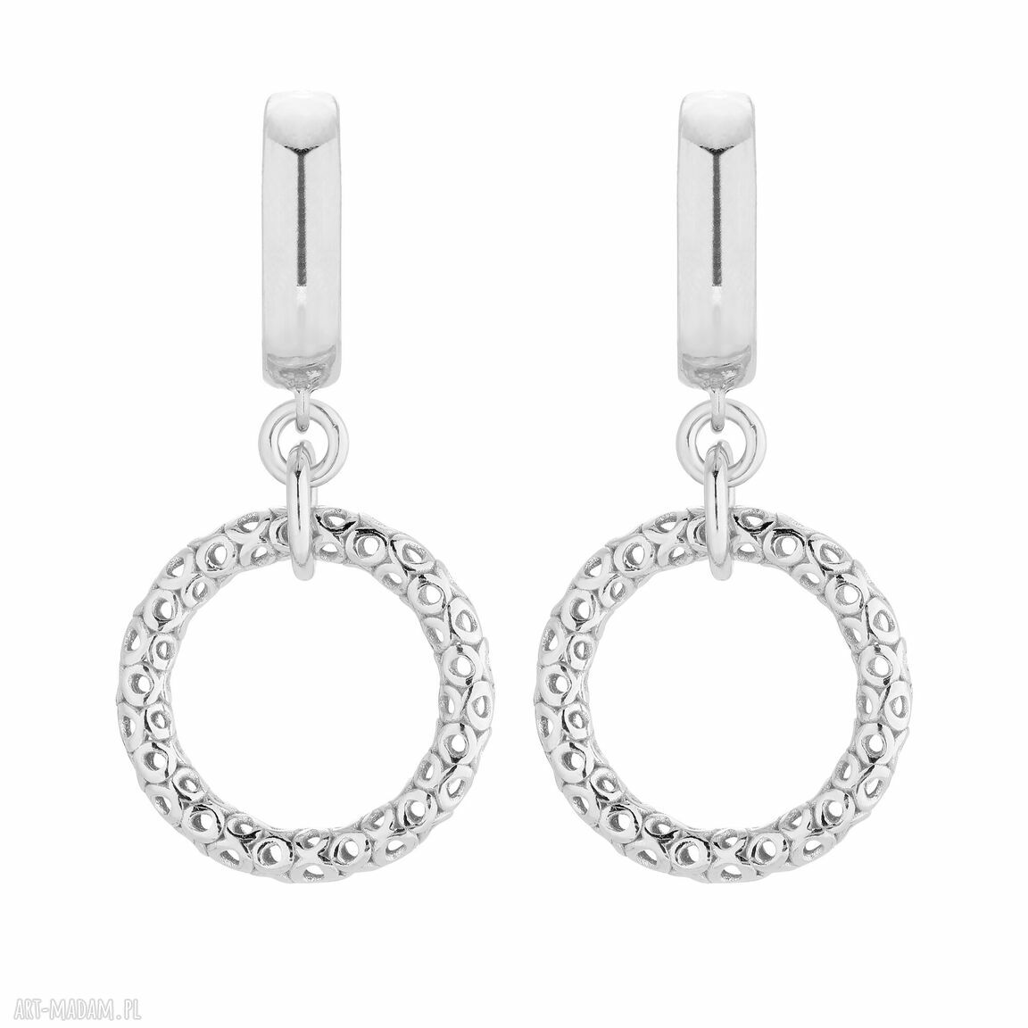 Srebrne kolczyki obręczami kółka masywne duże ażurowe bigle siver