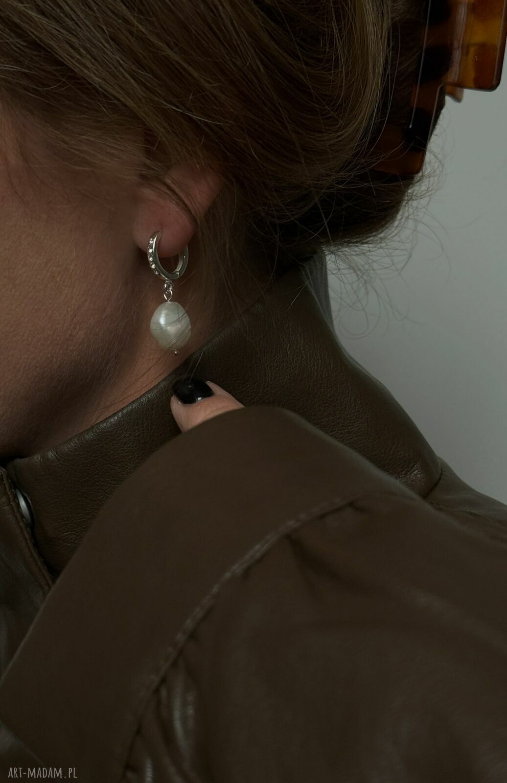 kolczyki: Srebrne kolczyki z perłami i kryształkami Preciosa Hand Made