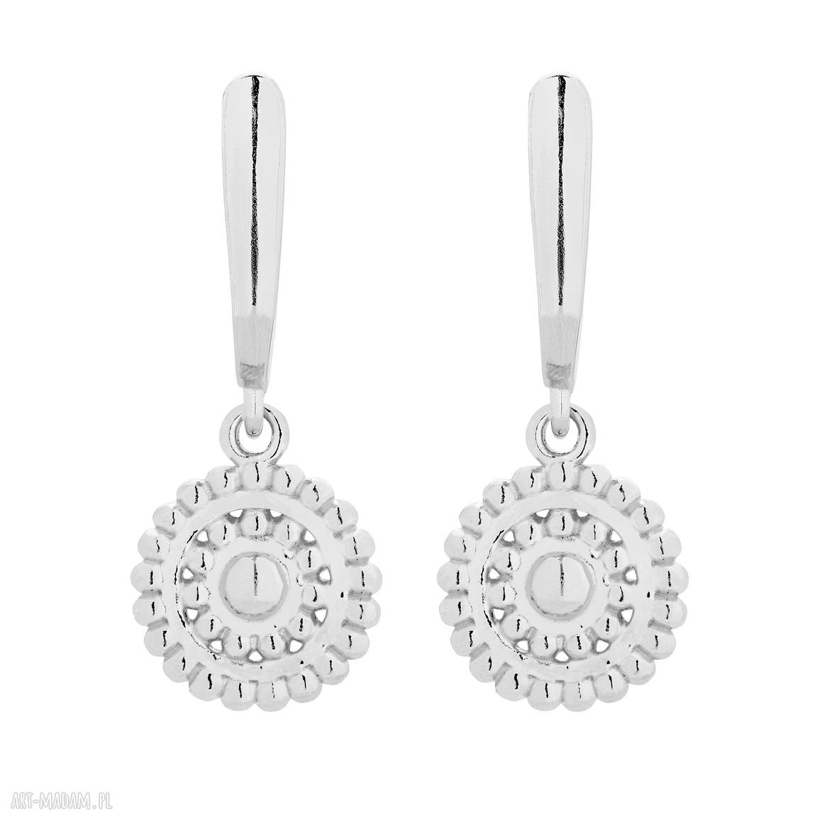Srebrne kolczyki rozetami rozety okrągłe eleganckie