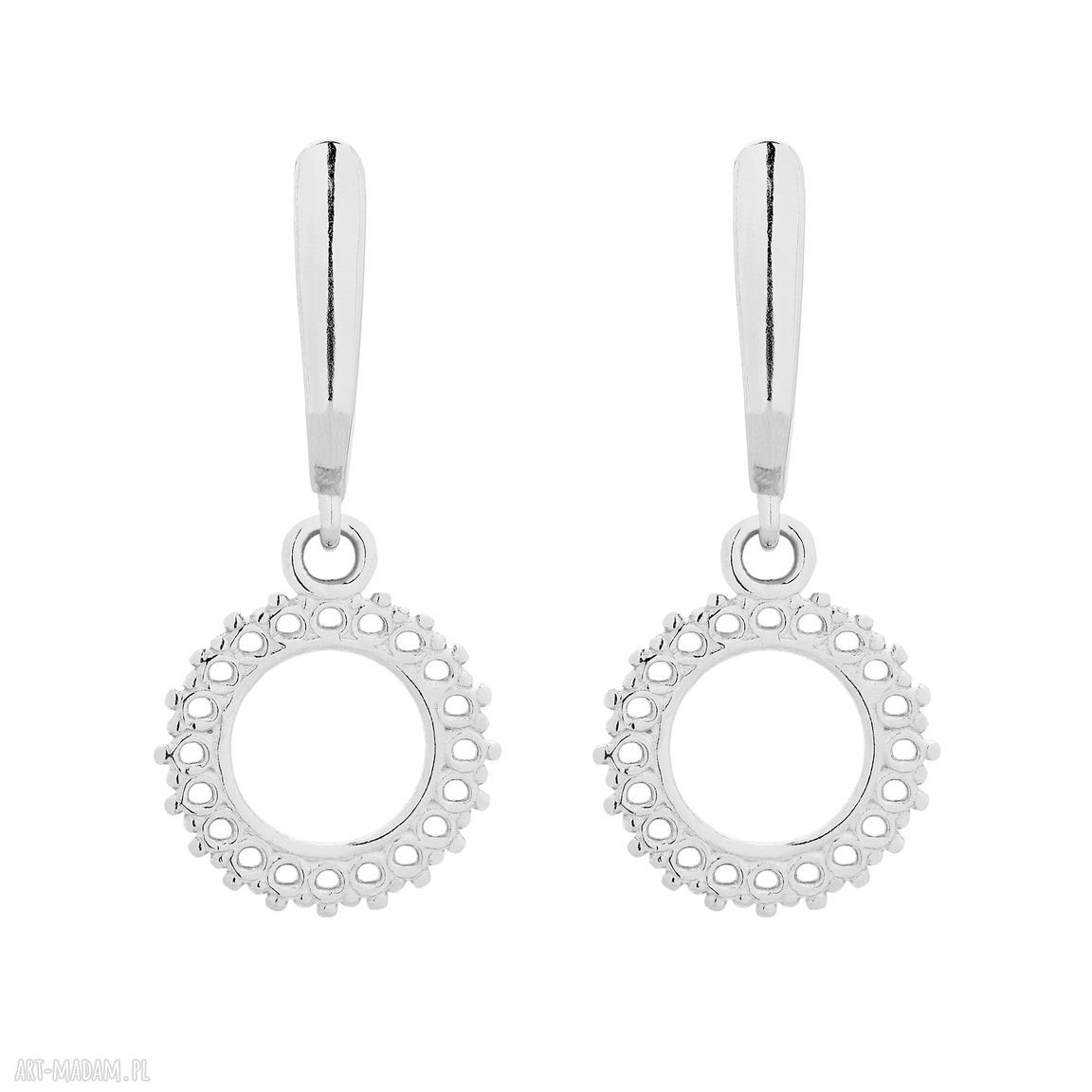 Srebrne kolczyki rozetami okrągłe wiszące minimalistyczne rozety