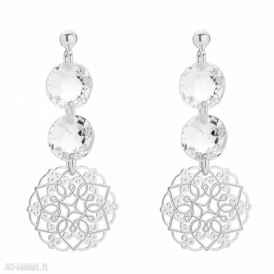 Srebrne kolczyki z rozetką i kryształami Swarovski Crystal - srebro 925