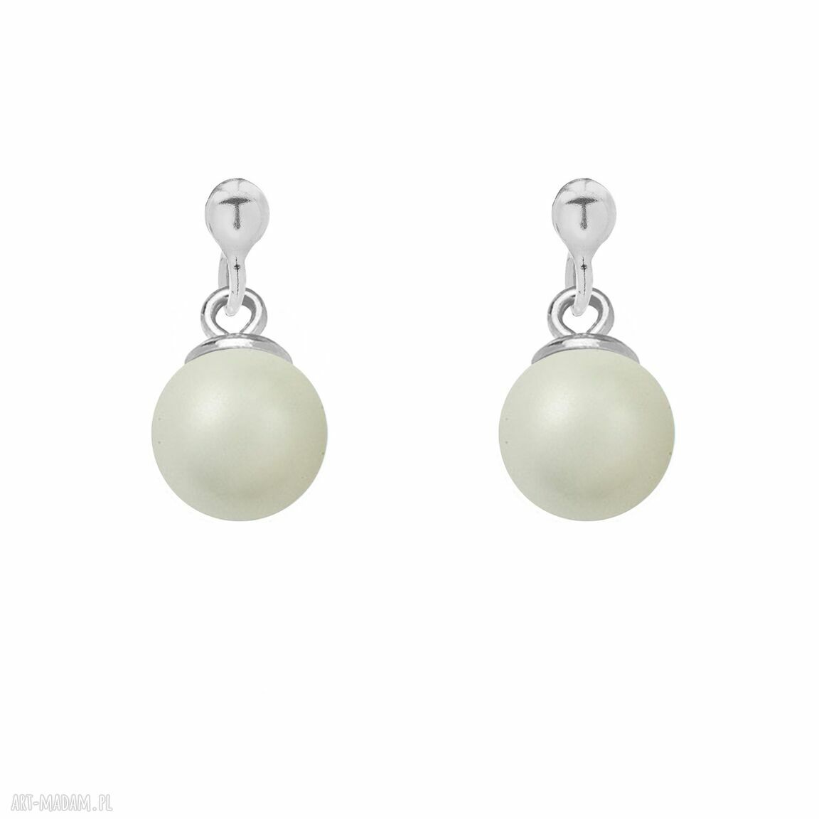 Srebrne kolczyki perłą swarovski® crystal sztyfty szara