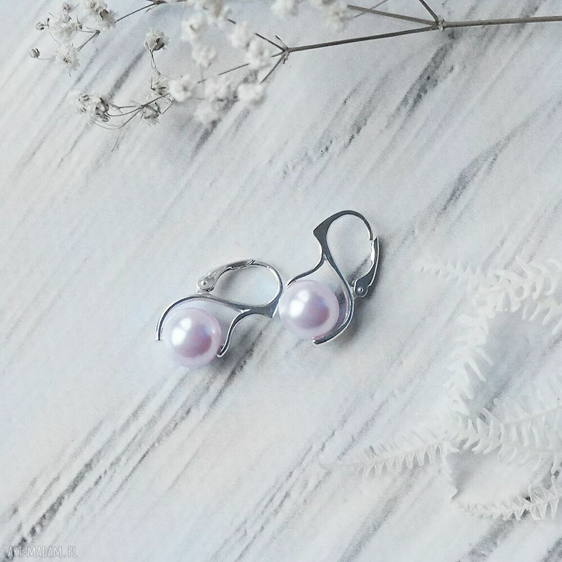 Srebrne kolczyki z perłami Swarovski Rosaline Pearls (1 cm) - bigle angielskie