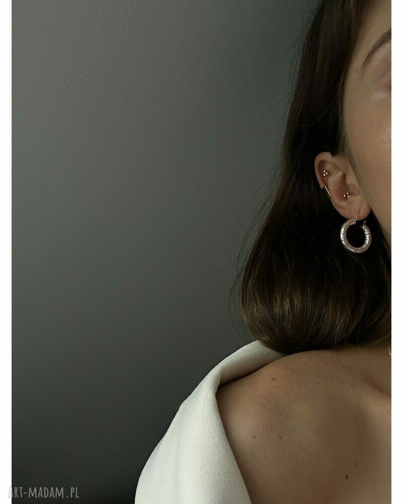 kolczyki: Srebrne masywne grube koła ręcznie zrobione