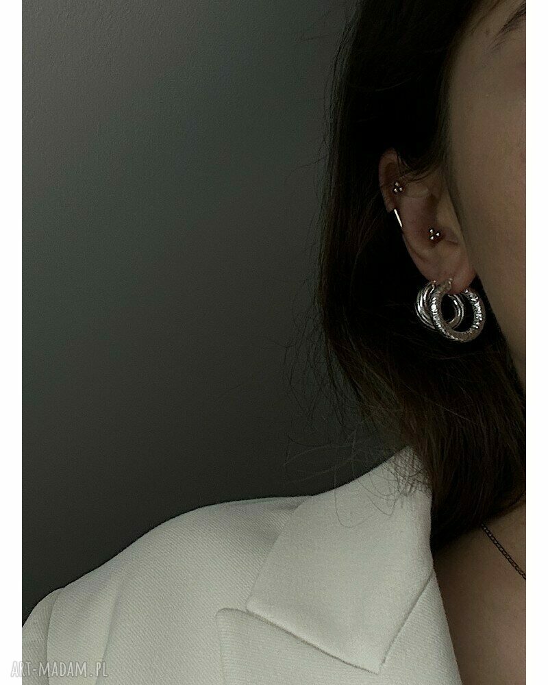 kolczyki: Srebrne masywne grube koła ręcznie zrobione