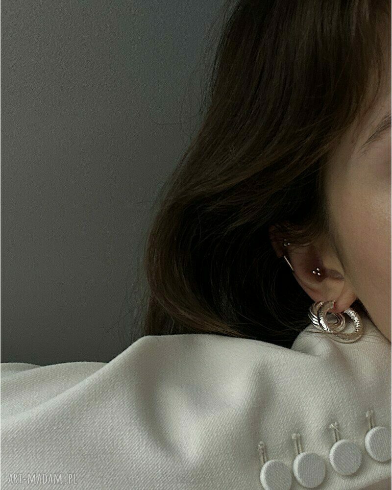 kolczyki: Srebrne masywne grube koła ręcznie zrobione