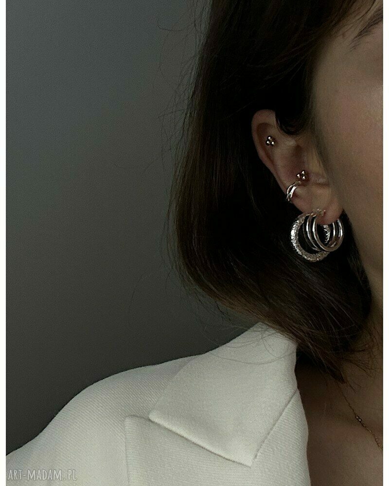 kolczyki: Srebrne masywne grube koła ręcznie zrobione