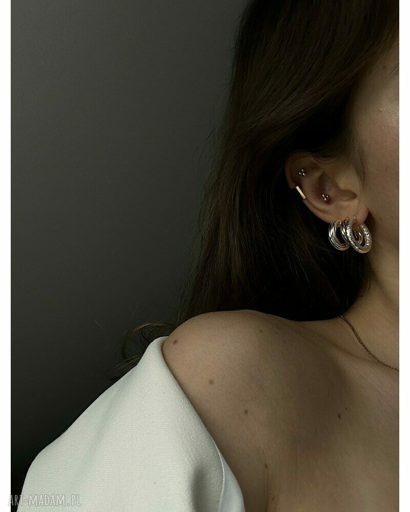 kolczyki: Srebrne masywne grube koła ręcznie zrobione