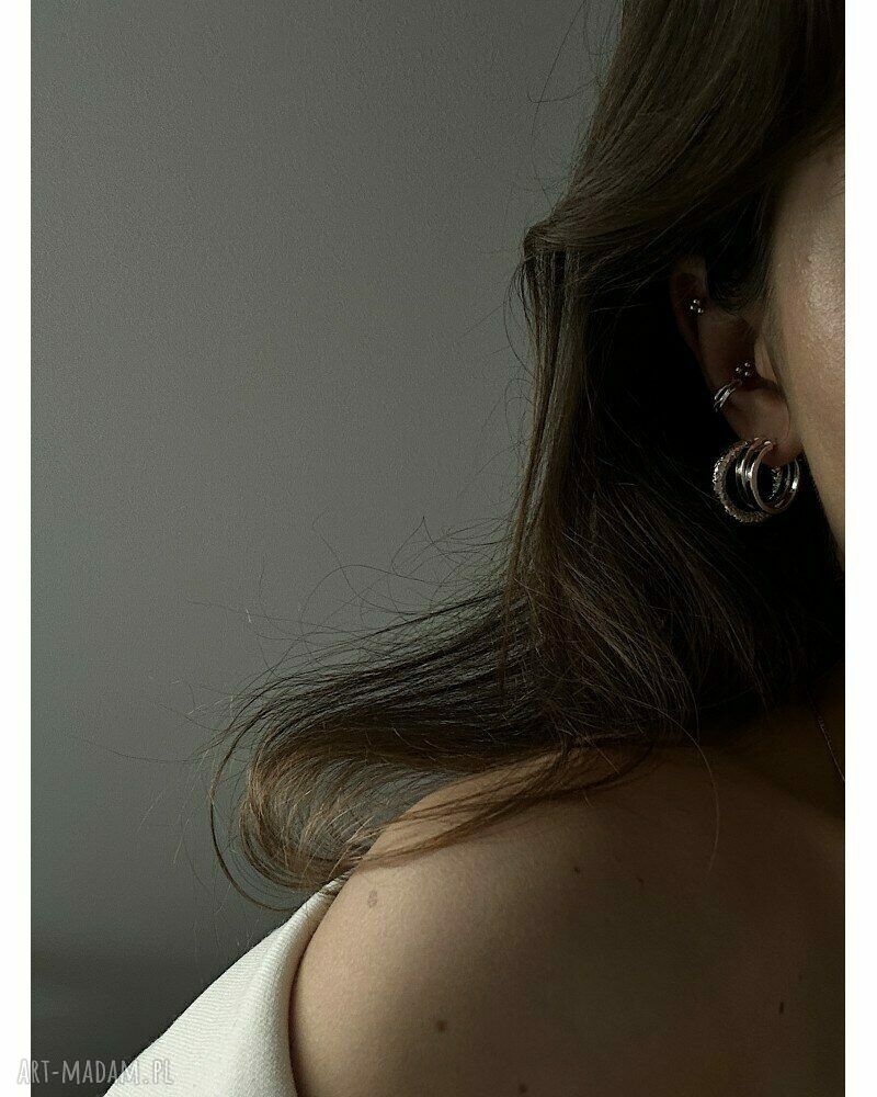 kolczyki: Srebrne masywne grube koła ręcznie zrobione