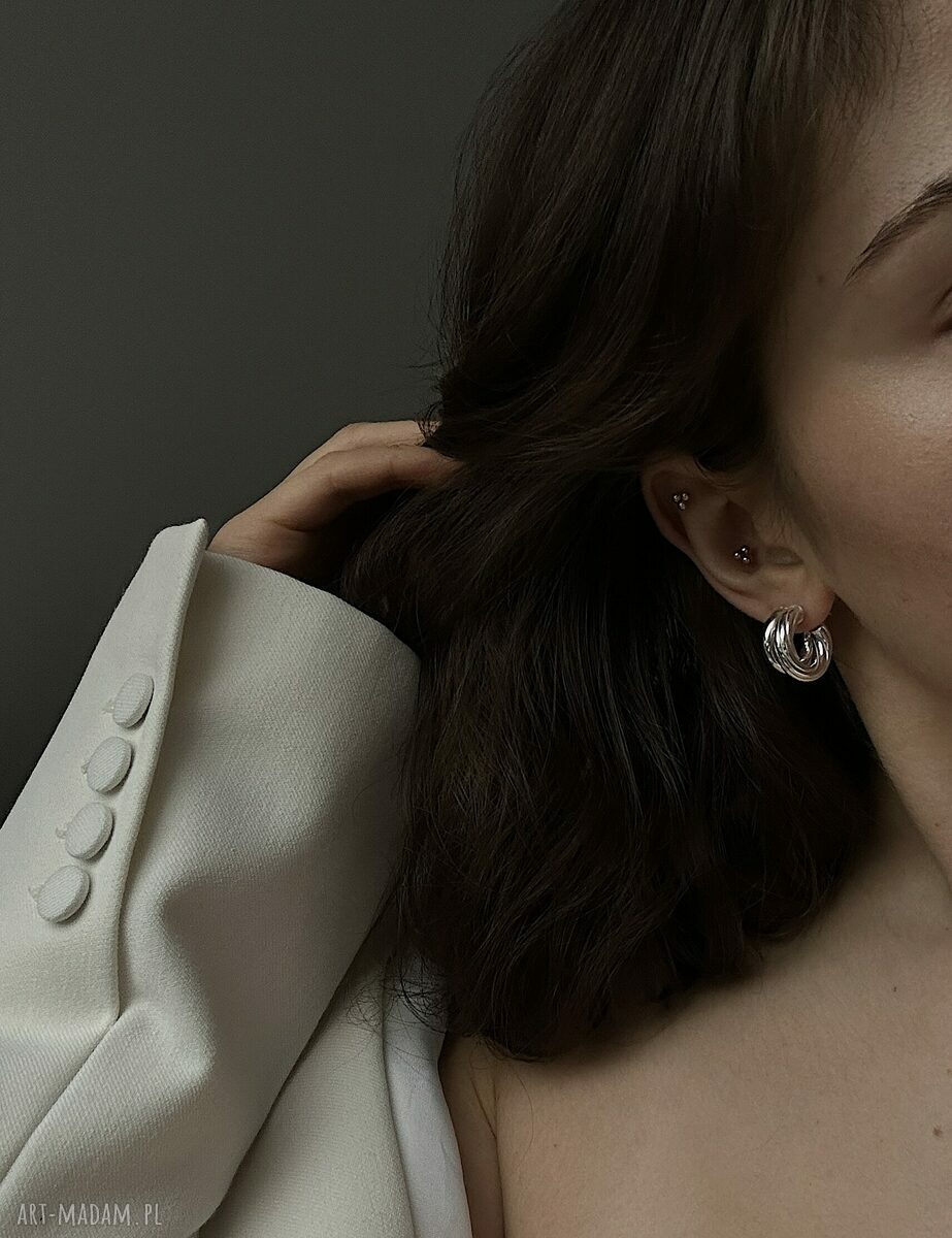 kolczyki: Srebrne masywne koła retro ręcznie zrobione