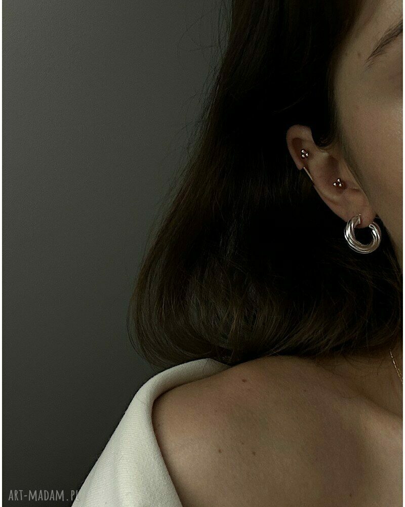 kolczyki: Srebrne masywne koła retro ręcznie zrobione