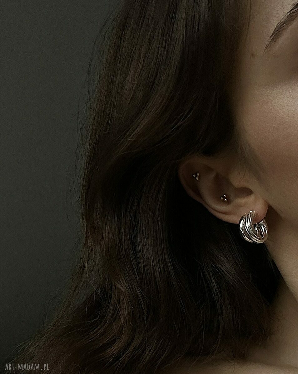 kolczyki: Srebrne masywne koła retro ręcznie zrobione