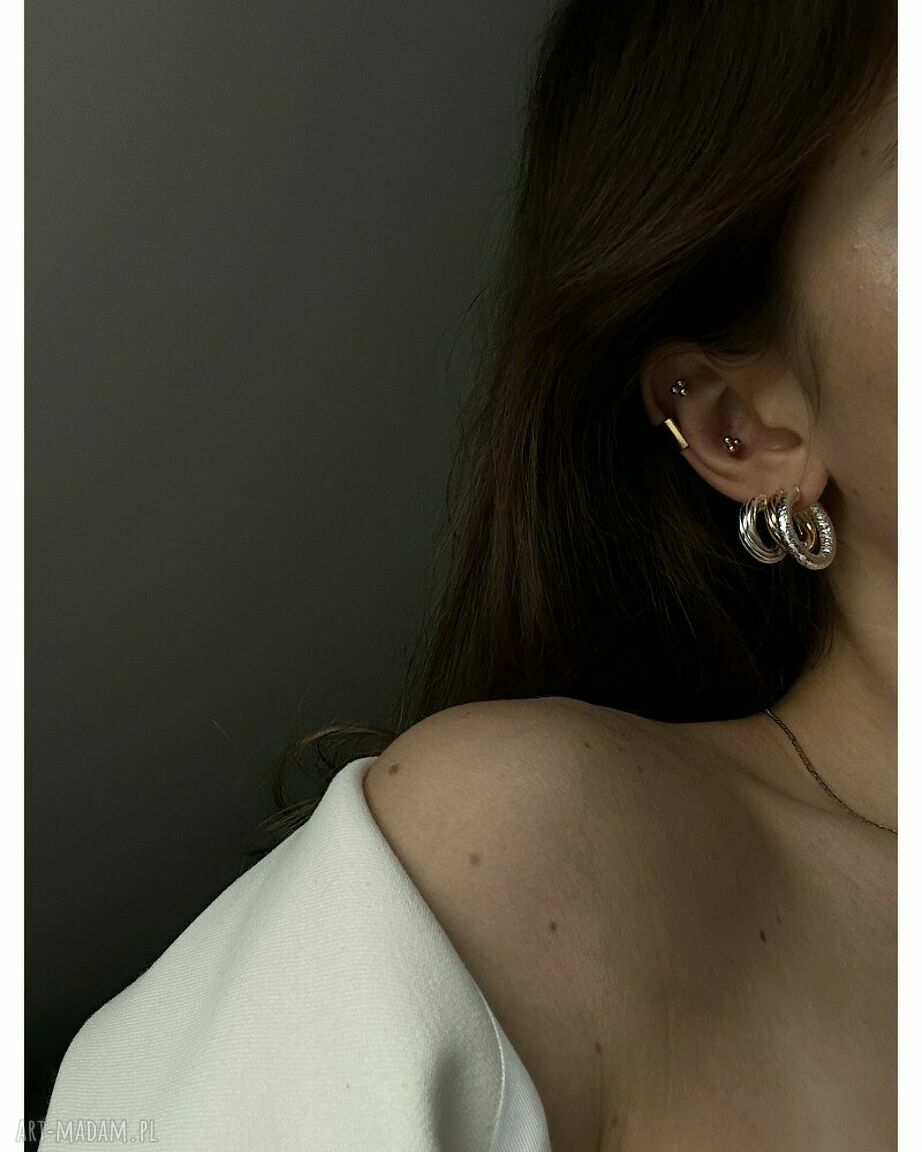 kolczyki: Srebrne masywne koła retro ręcznie zrobione