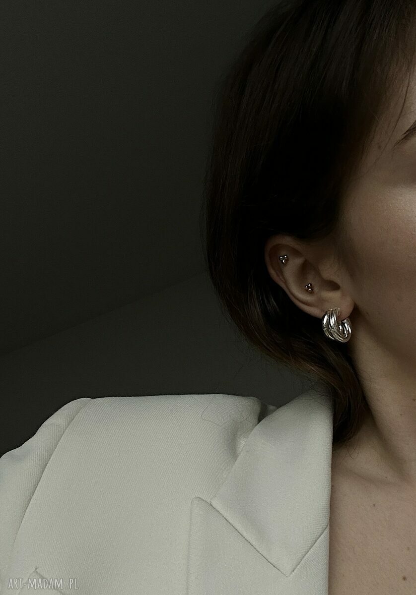 kolczyki: Srebrne masywne koła retro ręcznie zrobione