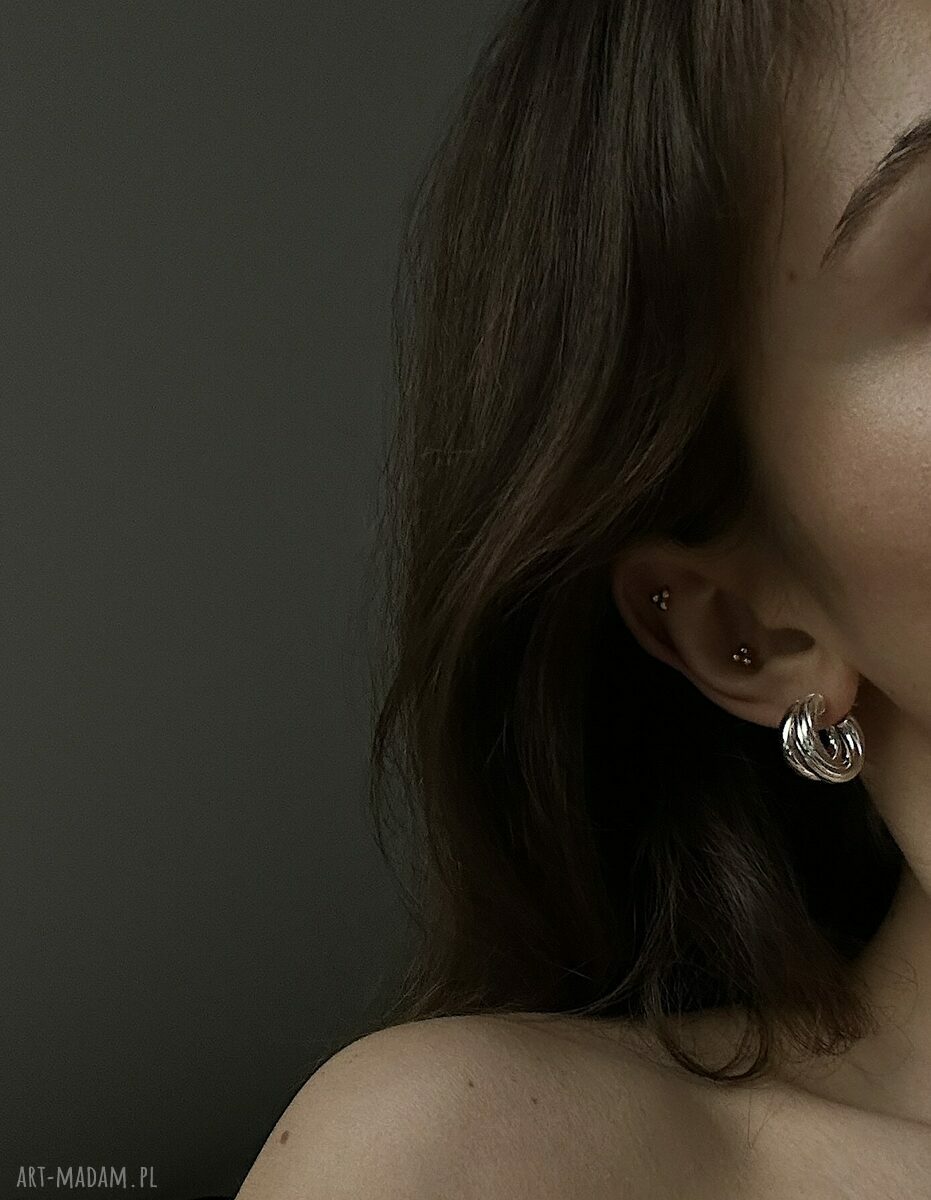 kolczyki: Srebrne masywne koła retro ręcznie zrobione