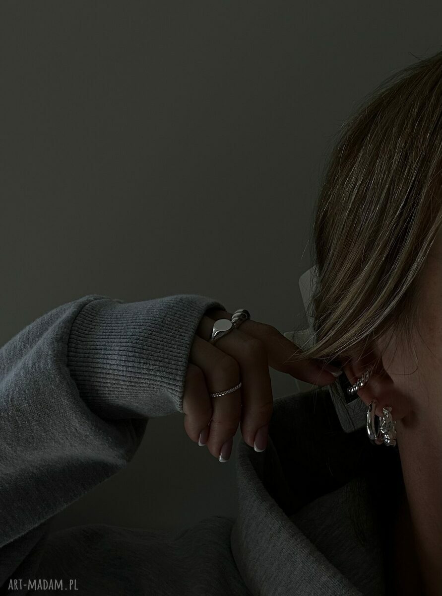 kolczyki: Srebrne masywne kolczyki półkola ręcznie robione