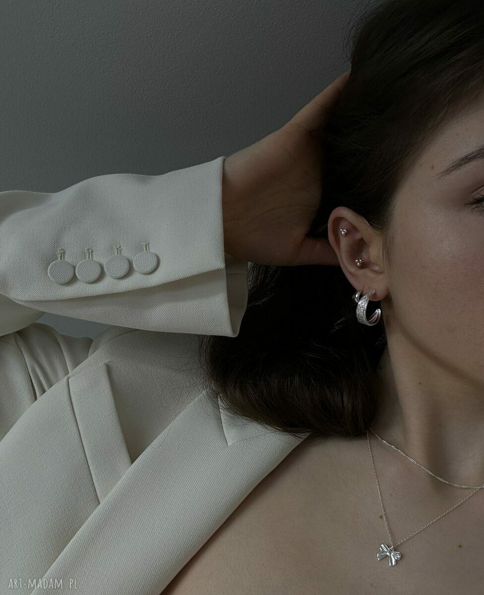 kolczyki: Srebrne masywne kolczyki półkola HandMade